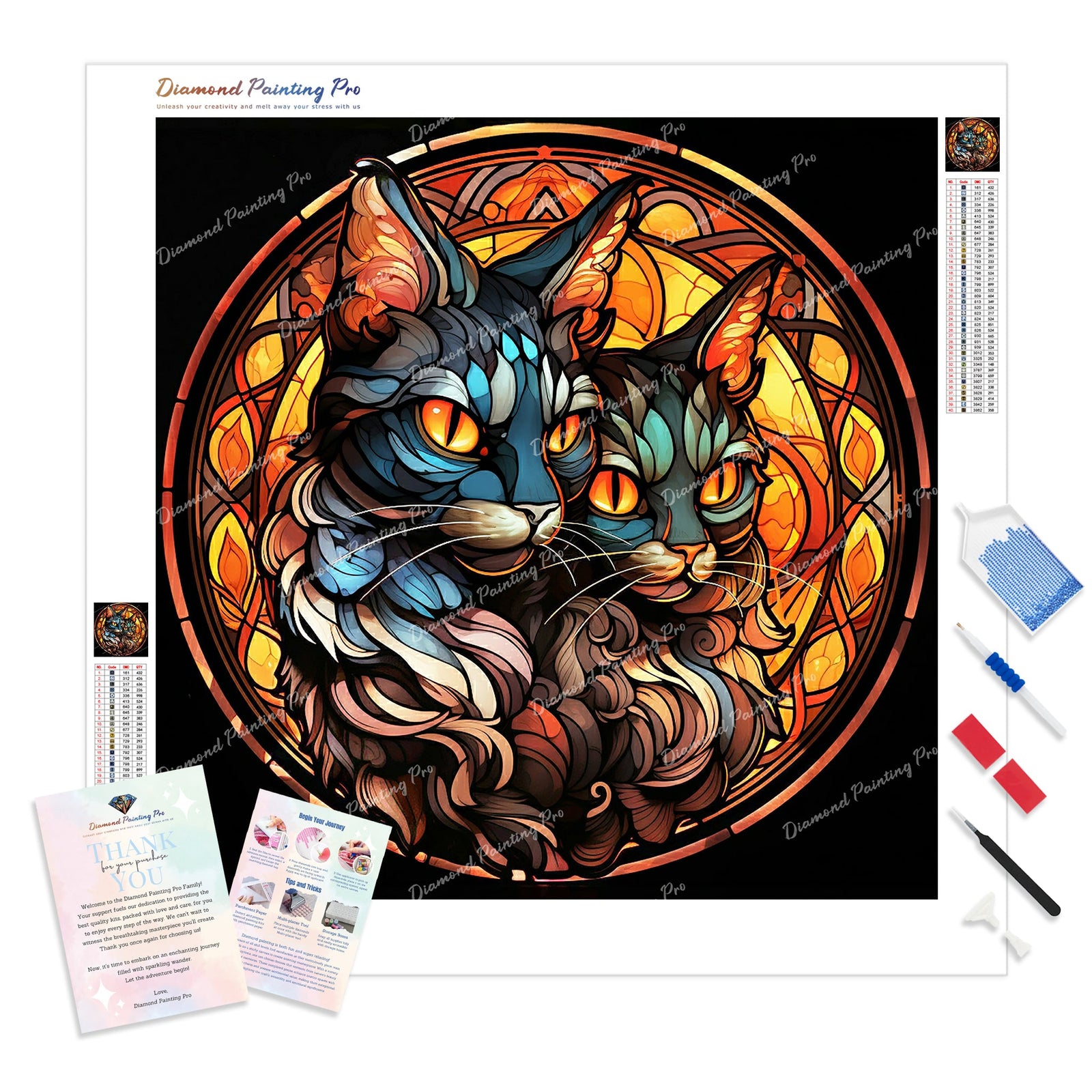 Twin Cat Tempest | Diamond Painting Kit - Full Drill - Square or Round Diamonds with AB Drills Option