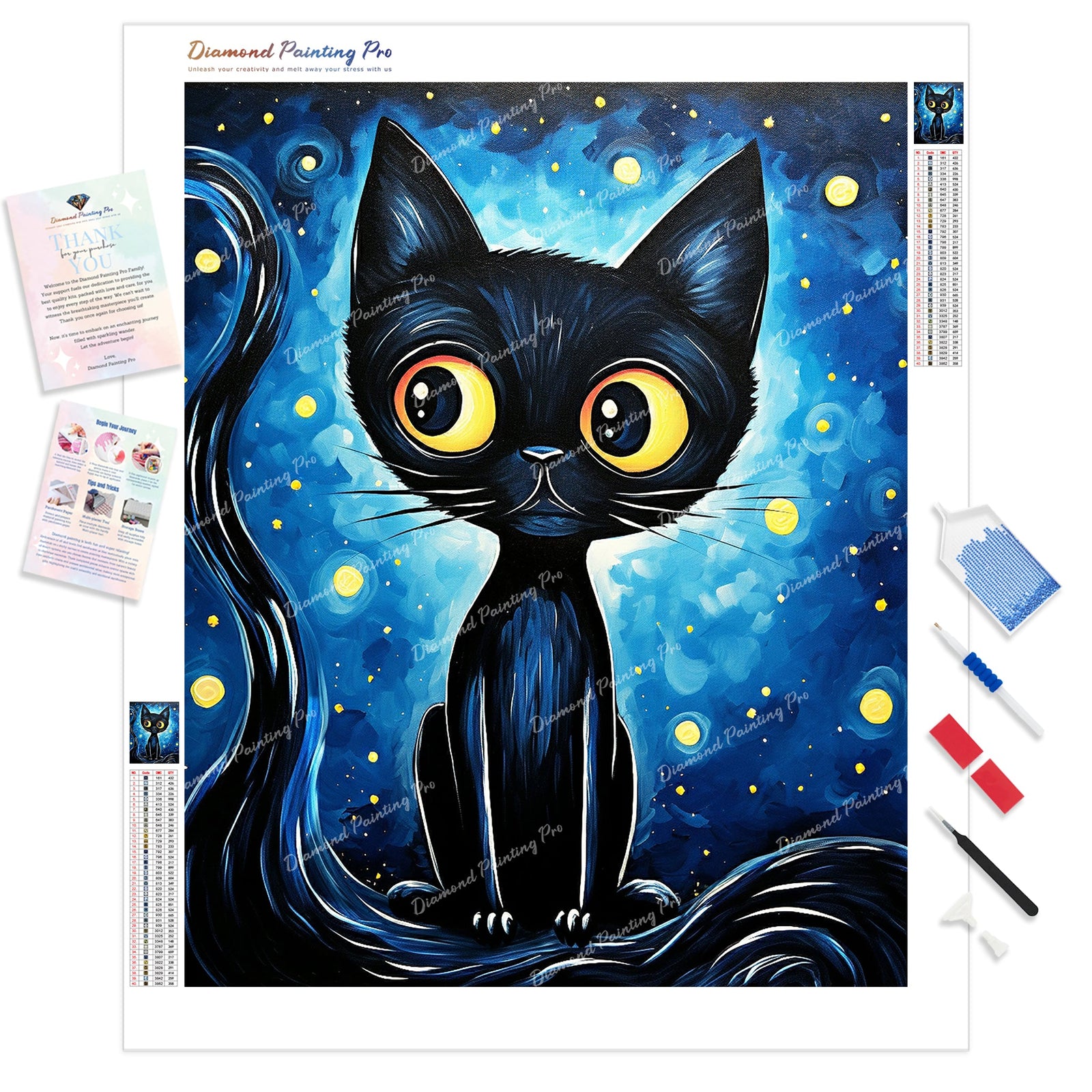 Starry Sky Cat | Diamond Painting Kit - Full Drill - Square or Round Diamonds with AB Drills Option