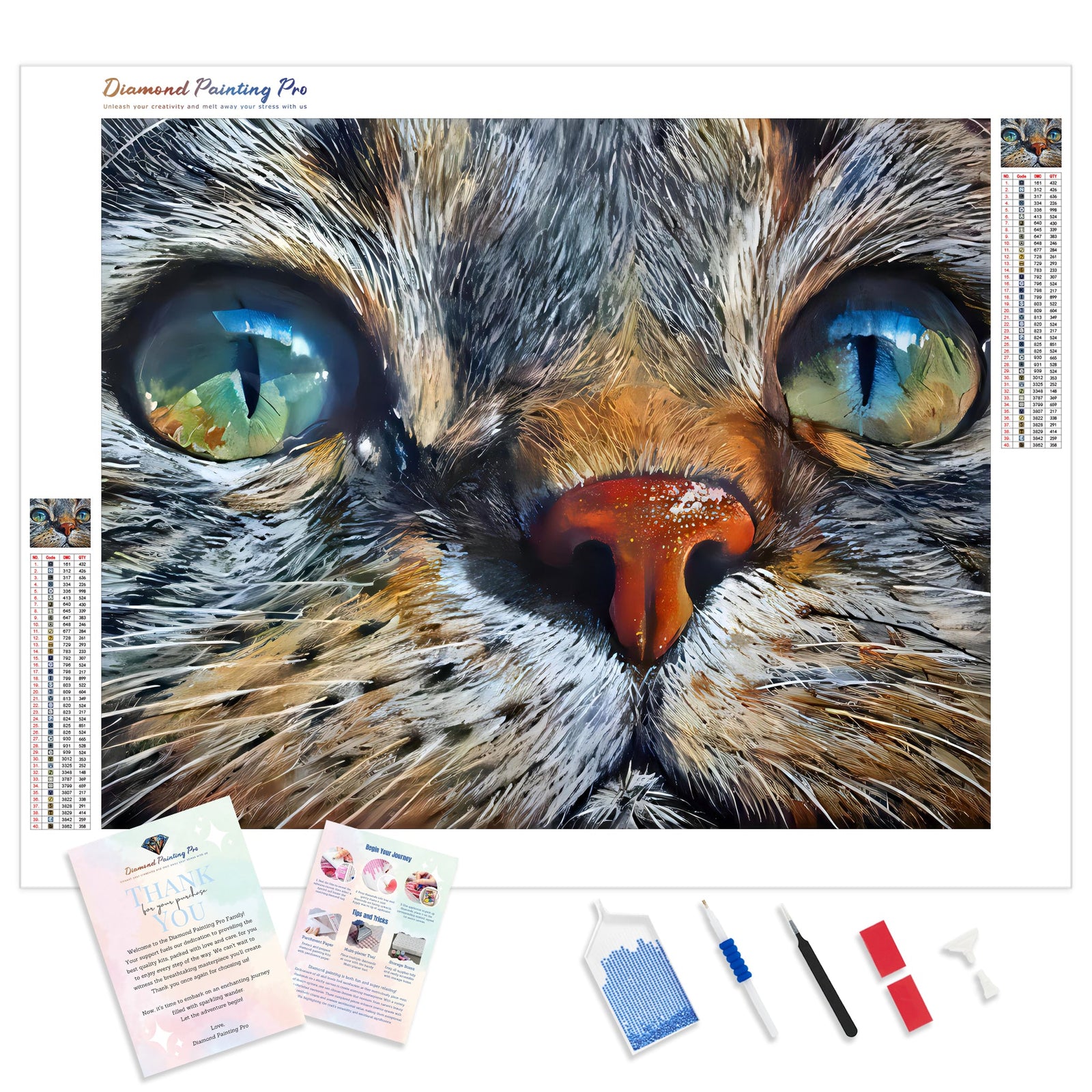 Close-up Cat's Galaxical Eyes | Diamond Painting Kit - Full Drill - Square or Round Diamonds with AB Drills Option