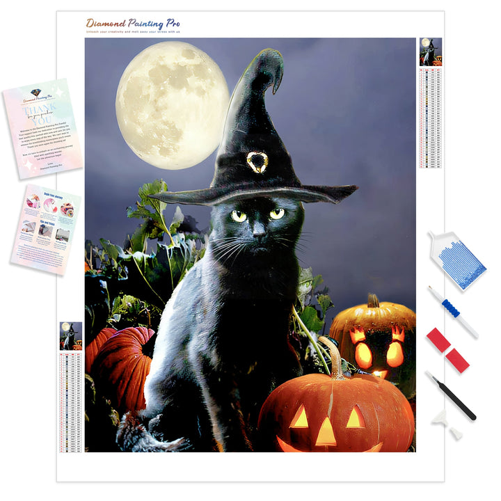 Witchy Black Halloween Cat | Diamond Painting