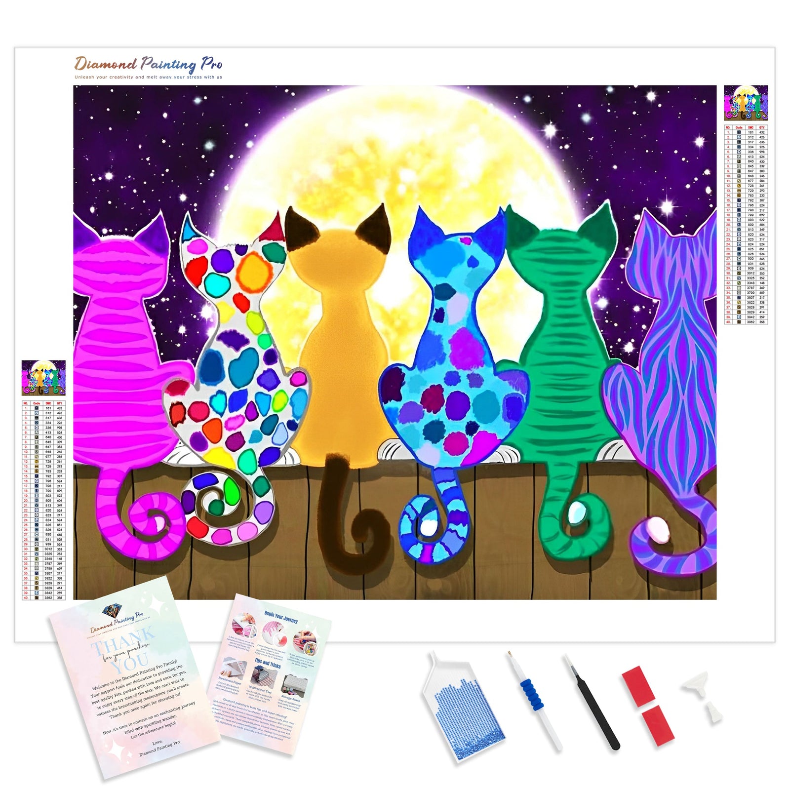 Moon Shadow Meow | Diamond Painting Kit - Full Drill - Square or Round Diamonds with AB Drills Option