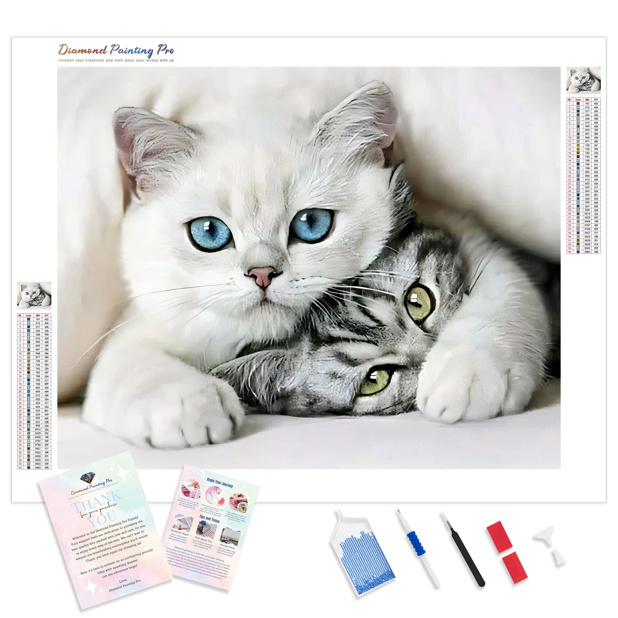 Emerald and Azure Cats | Diamond Painting Kits | Full Drill – Diamond ...
