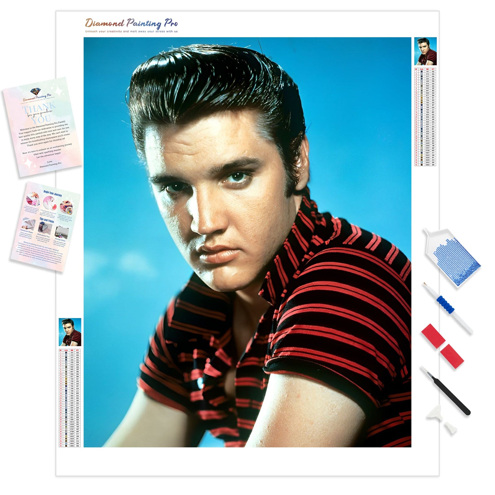 Elvis Presley Charm | Diamond Painting Kit - Full Drill - Square or Round Diamonds with AB Drills Option