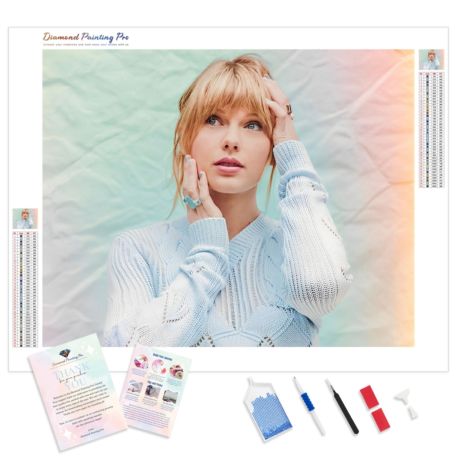 Taylor Swift in Sweater | Diamond Painting Kit - Full Drill - Square or Round Diamonds with AB Drills Option