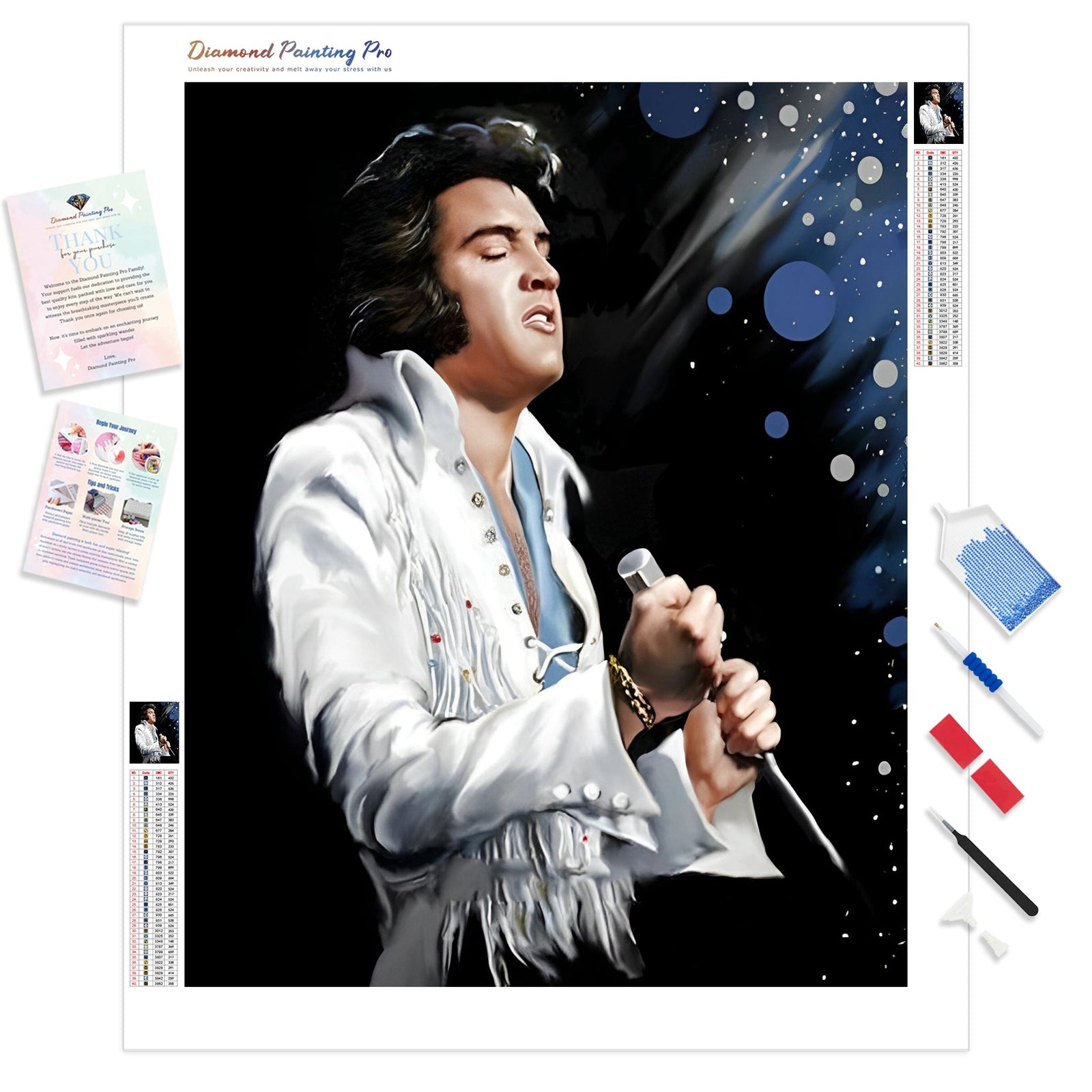 Legendary Elvis Presley | Diamond Painting Kit - Full Drill - Square or Round Diamonds with AB Drills Option