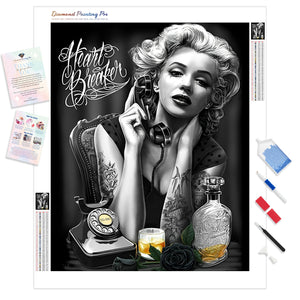 Marilyn Monroe Heart Breaker | Diamond Painting Kit - Full Drill - Square or Round Diamonds with AB Drills Option