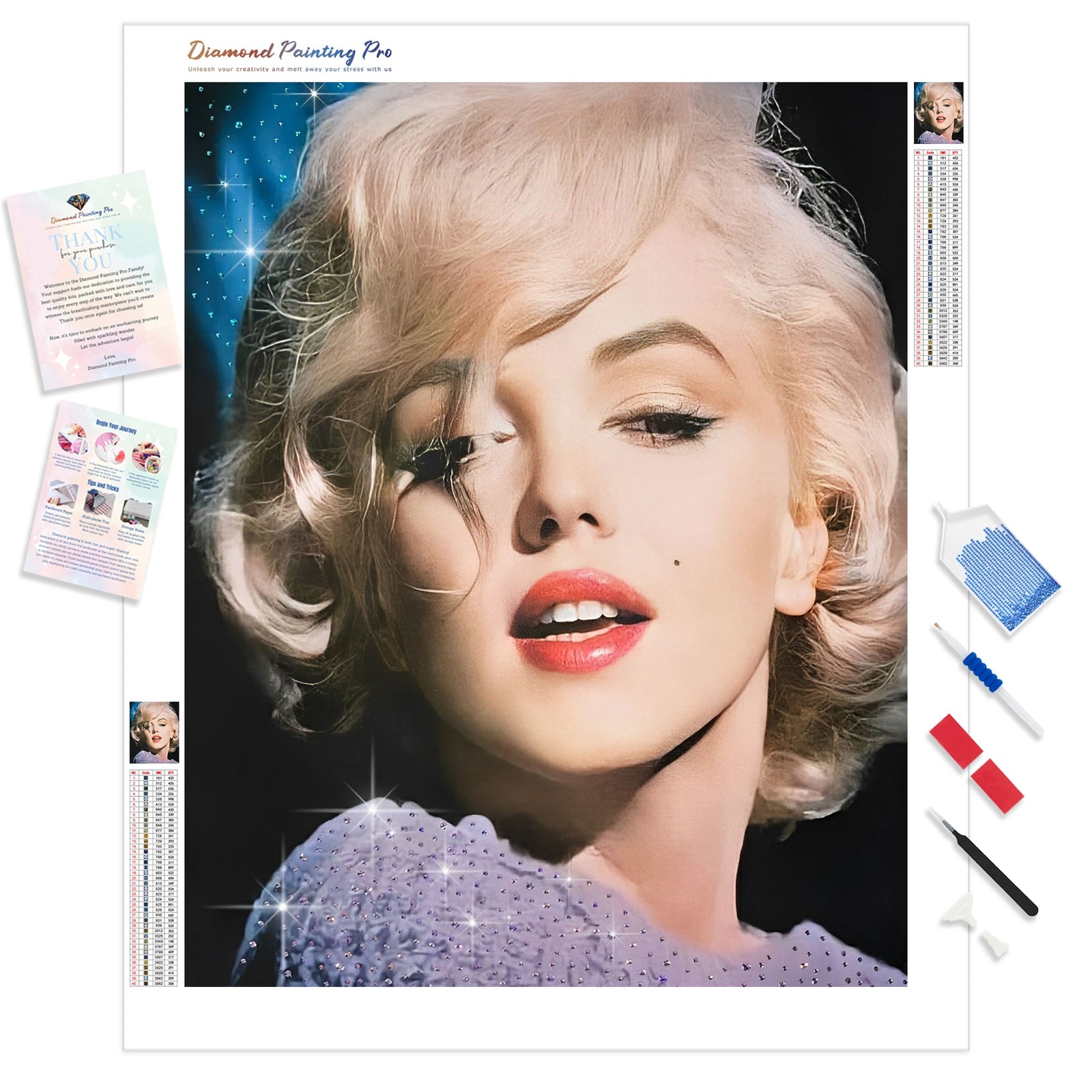 Marilyn Monroe Beauty | Diamond Painting Kit - Full Drill - Square or Round Diamonds with AB Drills Option