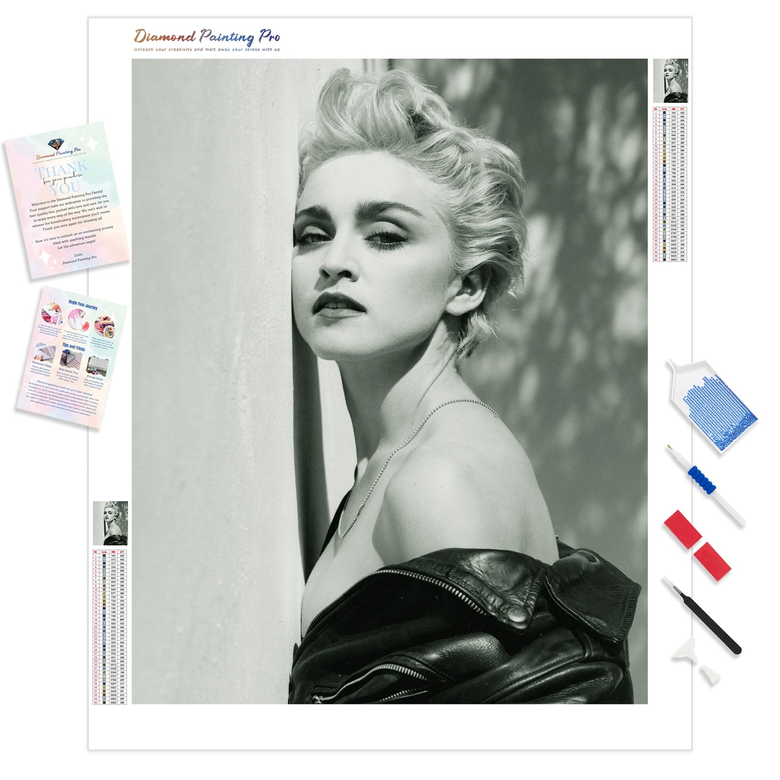 Madonna Black White | Diamond Painting Kit - Full Drill - Square or Round Diamonds with AB Drills Option