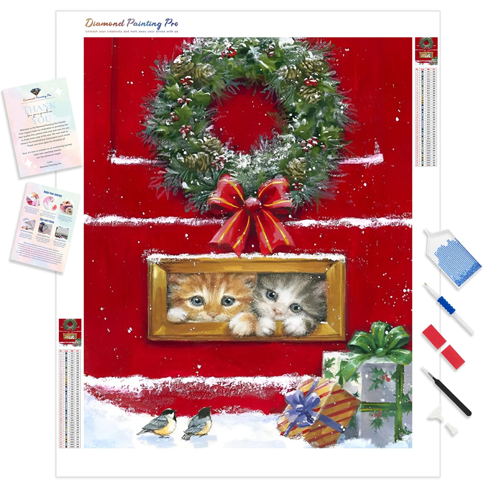 Christmas Kitties | Diamond Painting Kit - Full Drill - Square or Round Diamonds with AB Drills Option