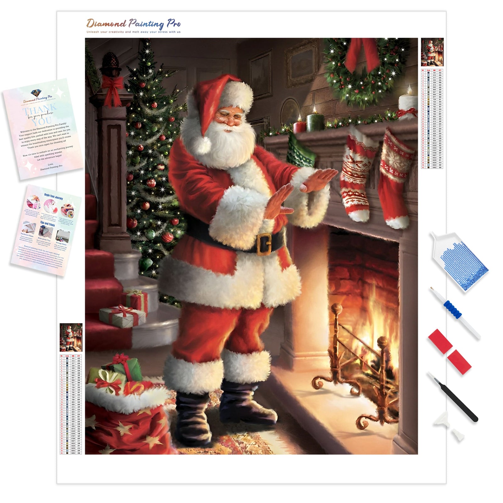 Christmas Fireplace | Diamond Painting Kit - Full Drill - Square or Round Diamonds with AB Drills Option