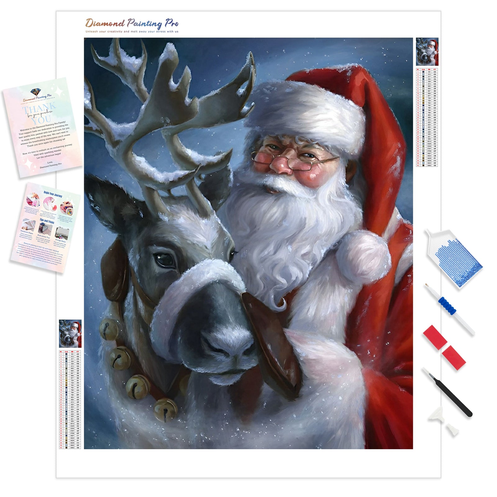 Santa and His Buddy | Diamond Painting Kit - Full Drill - Square or Round Diamonds with AB Drills Option