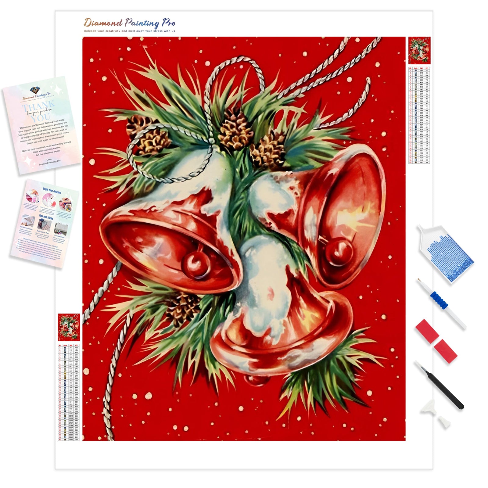 Merry Christmas Bells | Diamond Painting Kit - Full Drill - Square or Round Diamonds with AB Drills Option