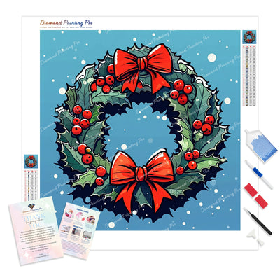 Cartoon Wreath with Ribbons | Diamond Painting Kit - Full Drill - Square or Round Diamonds with AB Drills Option