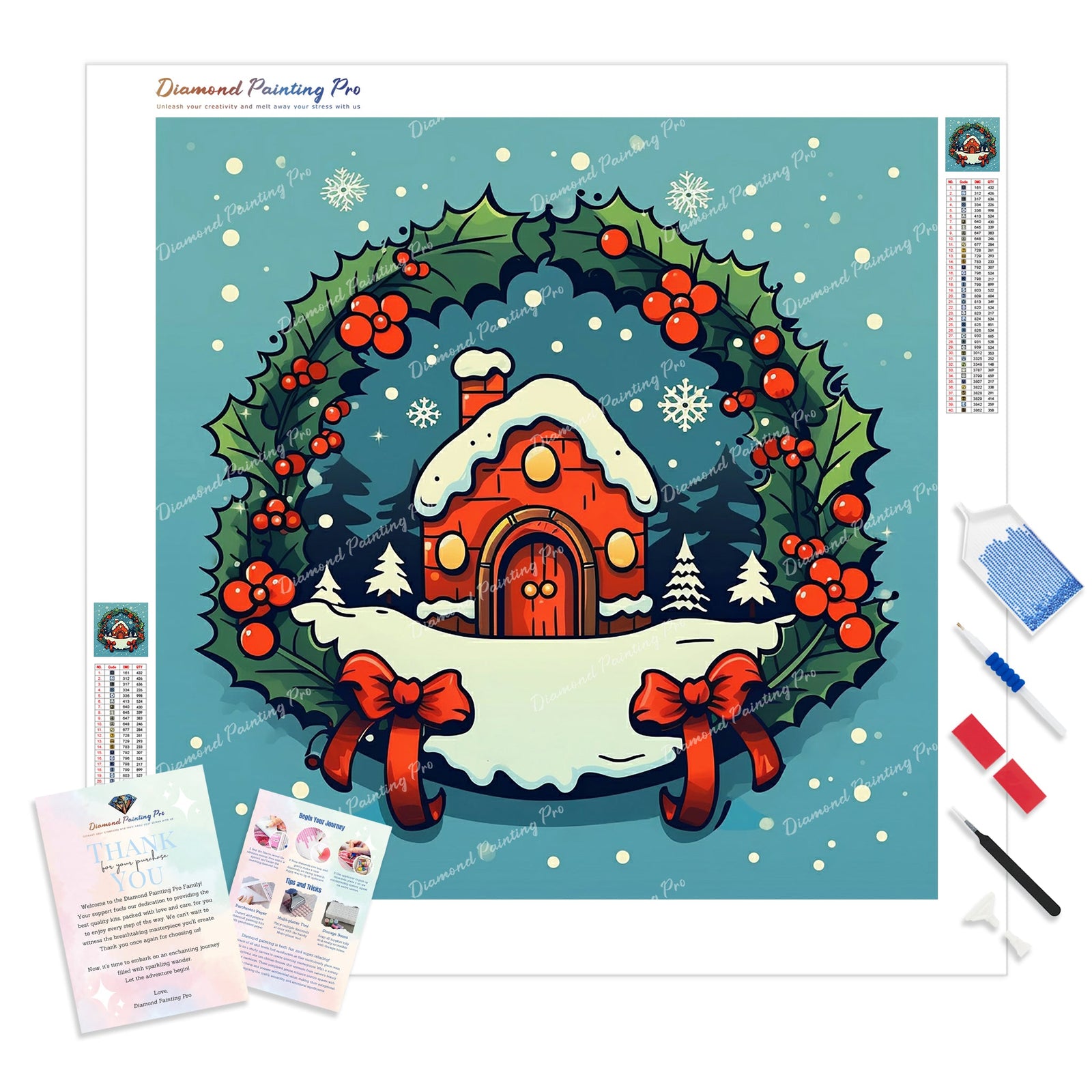 Cozy Little Red House | Diamond Painting Kit - Full Drill - Square or Round Diamonds with AB Drills Option