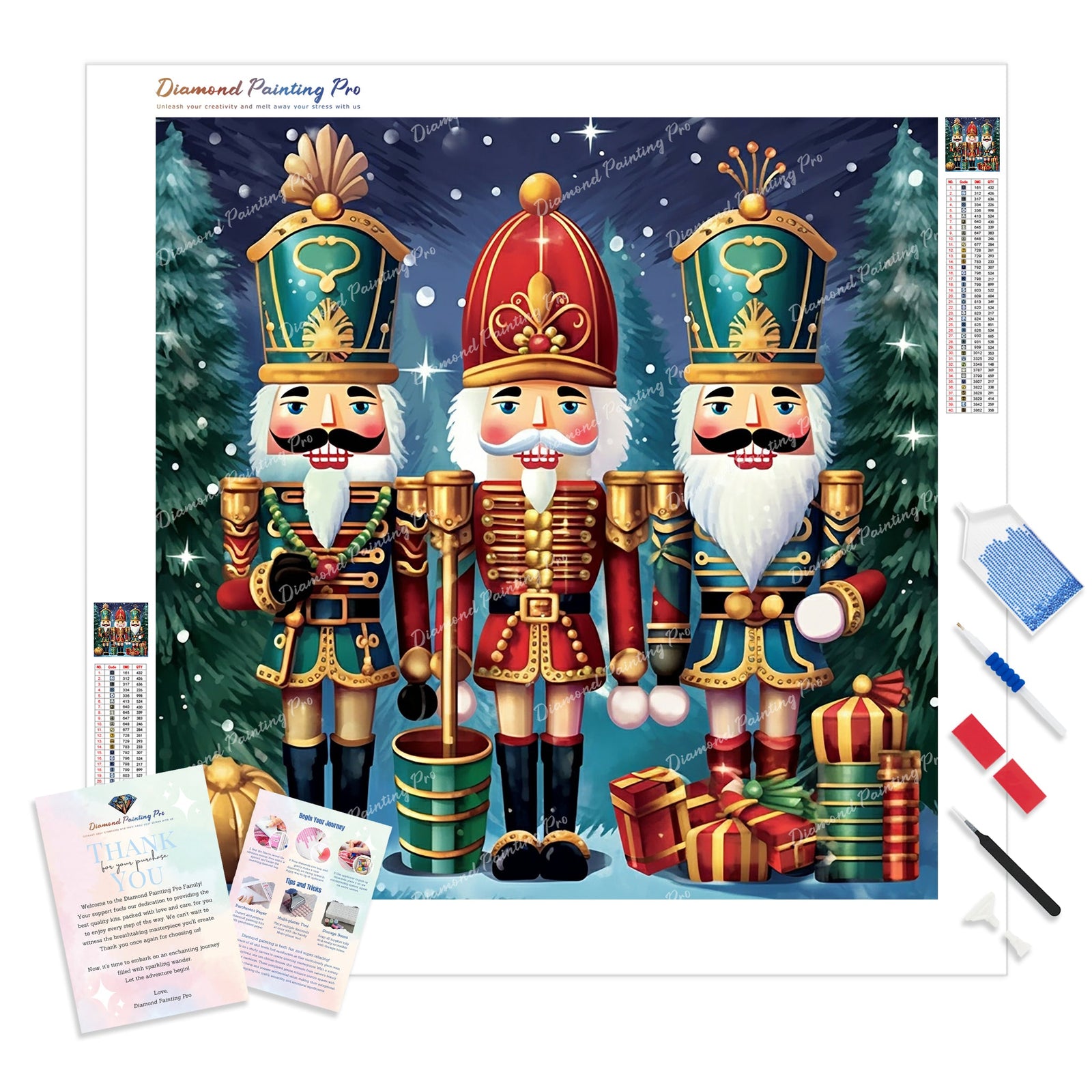 Nutcracker Trio | Diamond Painting Kit - Full Drill - Square or Round Diamonds with AB Drills Option