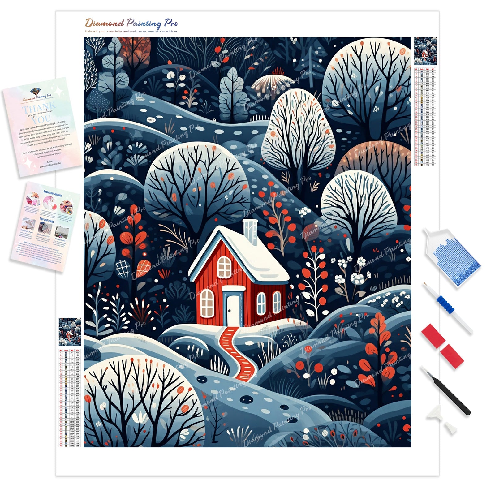 Nordic Christmas Cabin | Diamond Painting Kit - Full Drill - Square or Round Diamonds with AB Drills Option