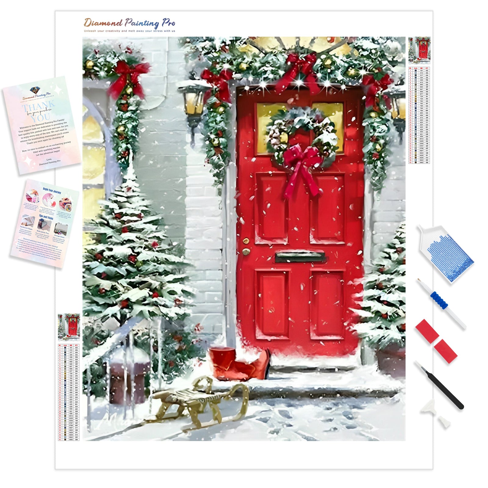 Red Door | Diamond Painting Kit - Full Drill - Square or Round Diamonds with AB Drills Option