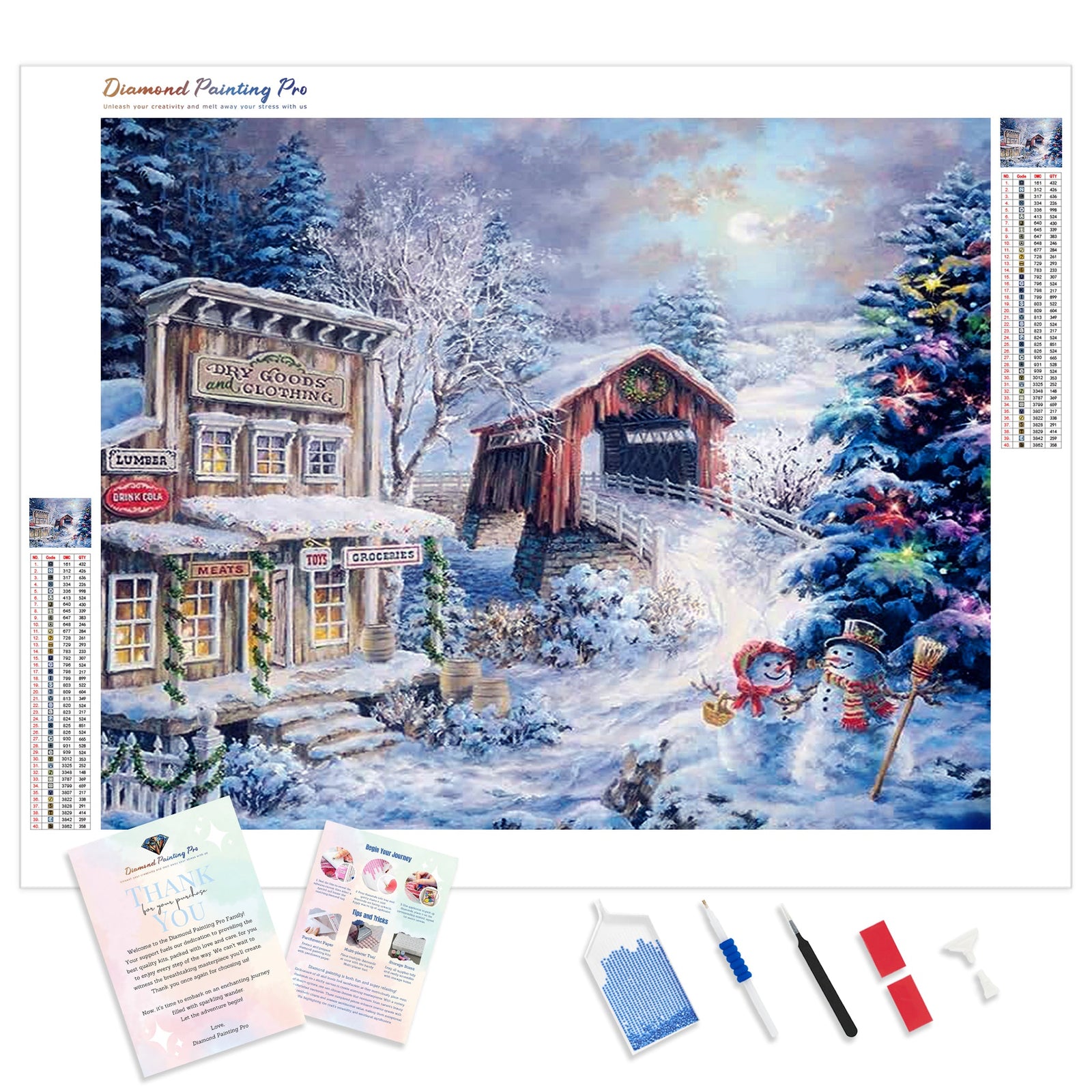 Winter Christmas Village | Diamond Painting Kit - Full Drill - Square or Round Diamonds with AB Drills Option