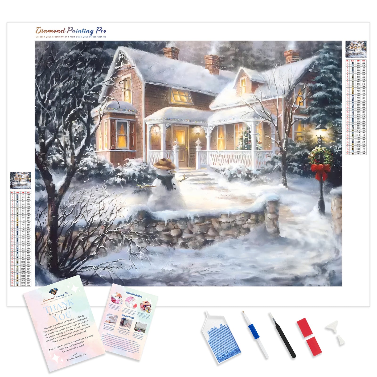 Christmas Snow Scenic | Diamond Painting Kit - Full Drill - Square or Round Diamonds with AB Drills Option