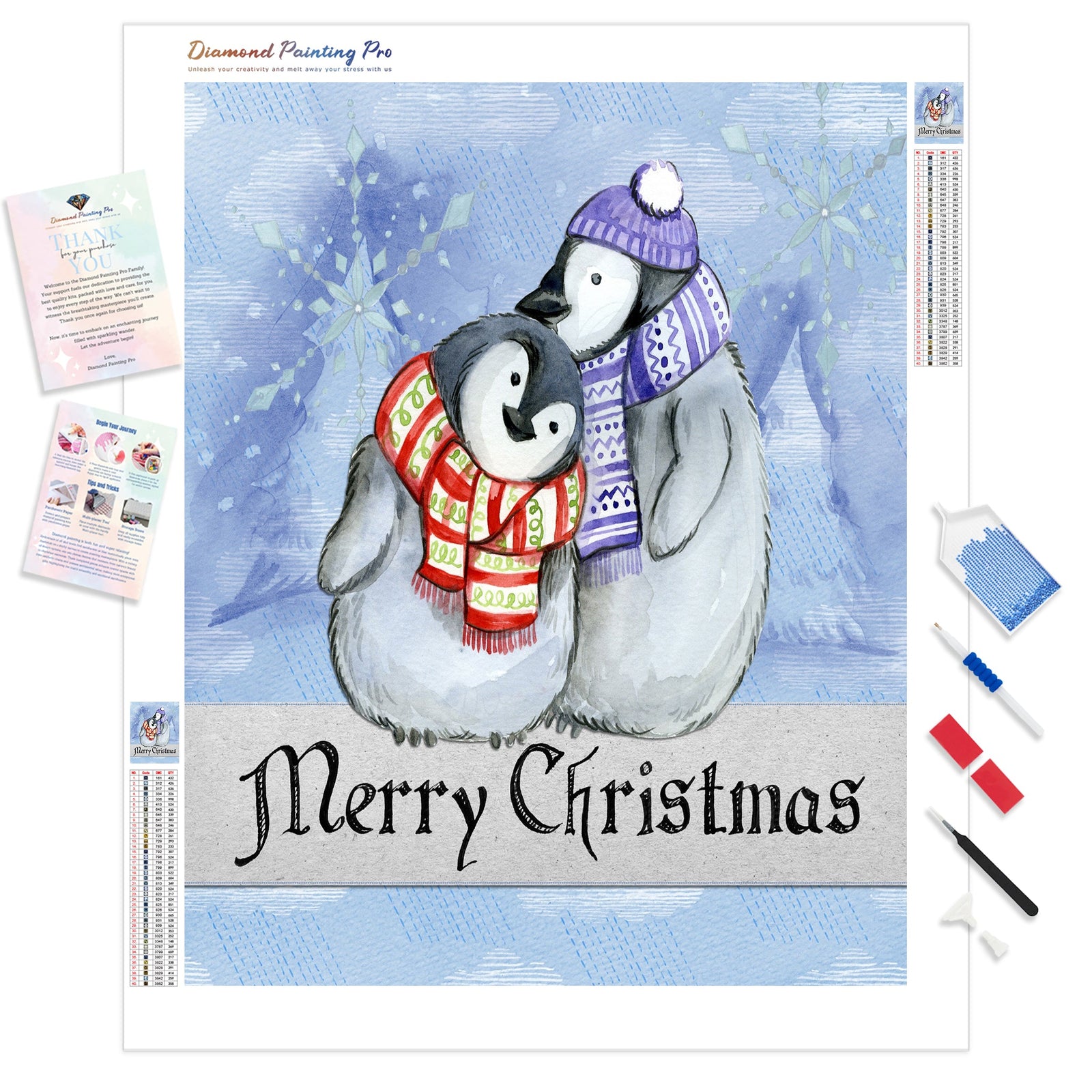 Christmas Penguins | Diamond Painting Kit - Full Drill - Square or Round Diamonds with AB Drills Option