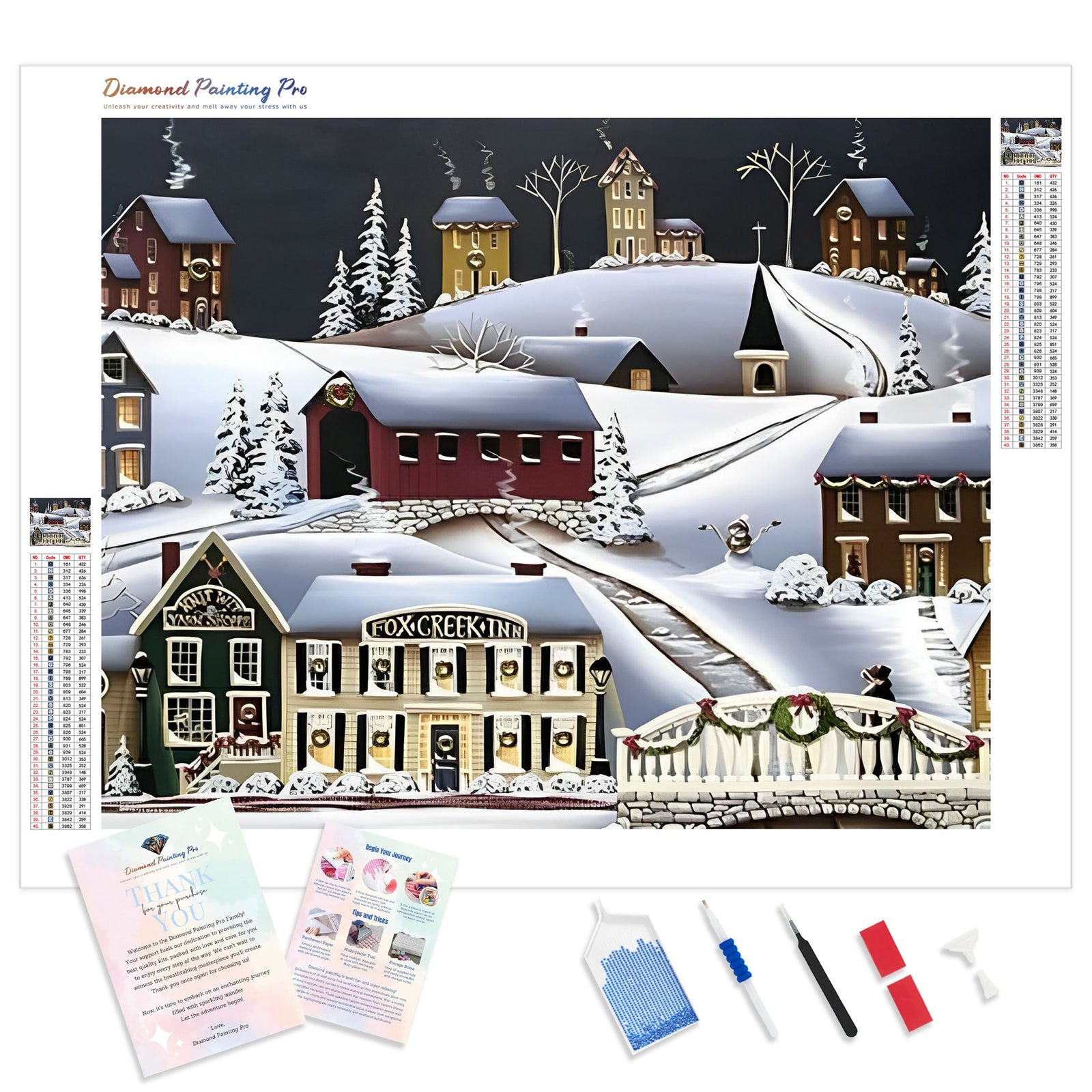 Christmas in Fox Creek Village | Diamond Painting Kit - Full Drill - Square or Round Diamonds with AB Drills Option