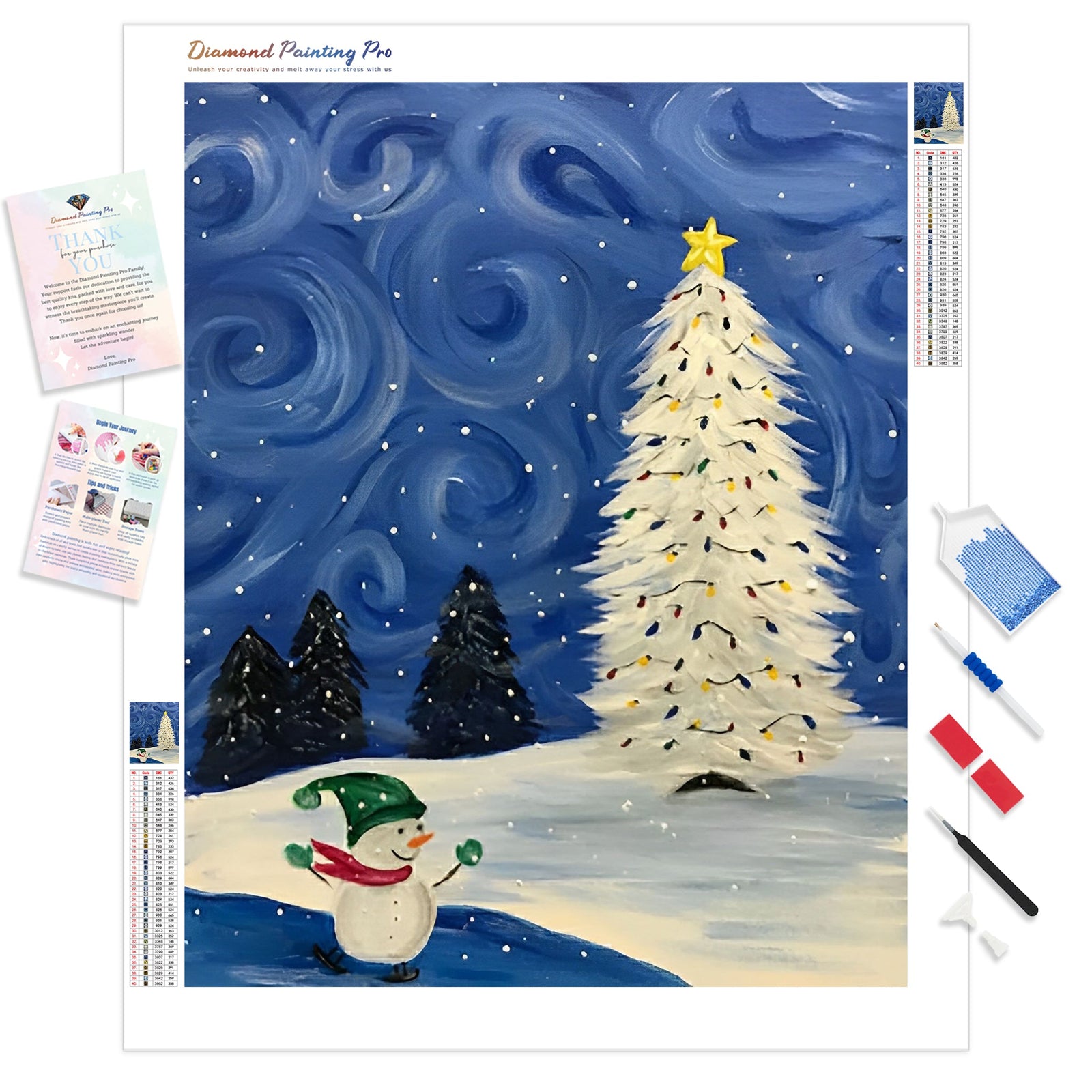 Christmas Night Sky | Diamond Painting Kit - Full Drill - Square or Round Diamonds with AB Drills Option