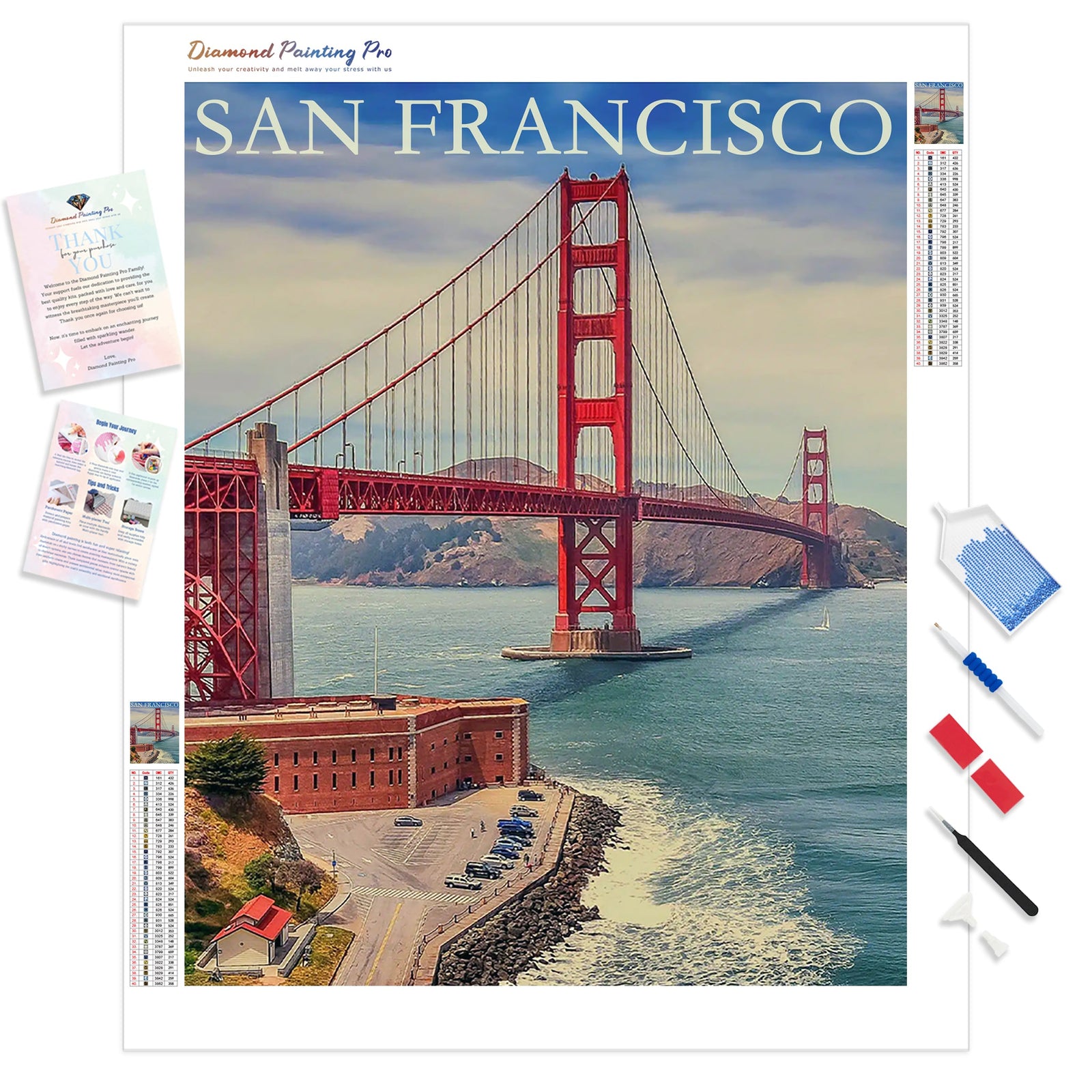 San Francisco Travel | Diamond Painting Kit - Full Drill - Square or Round Diamonds with AB Drills Option