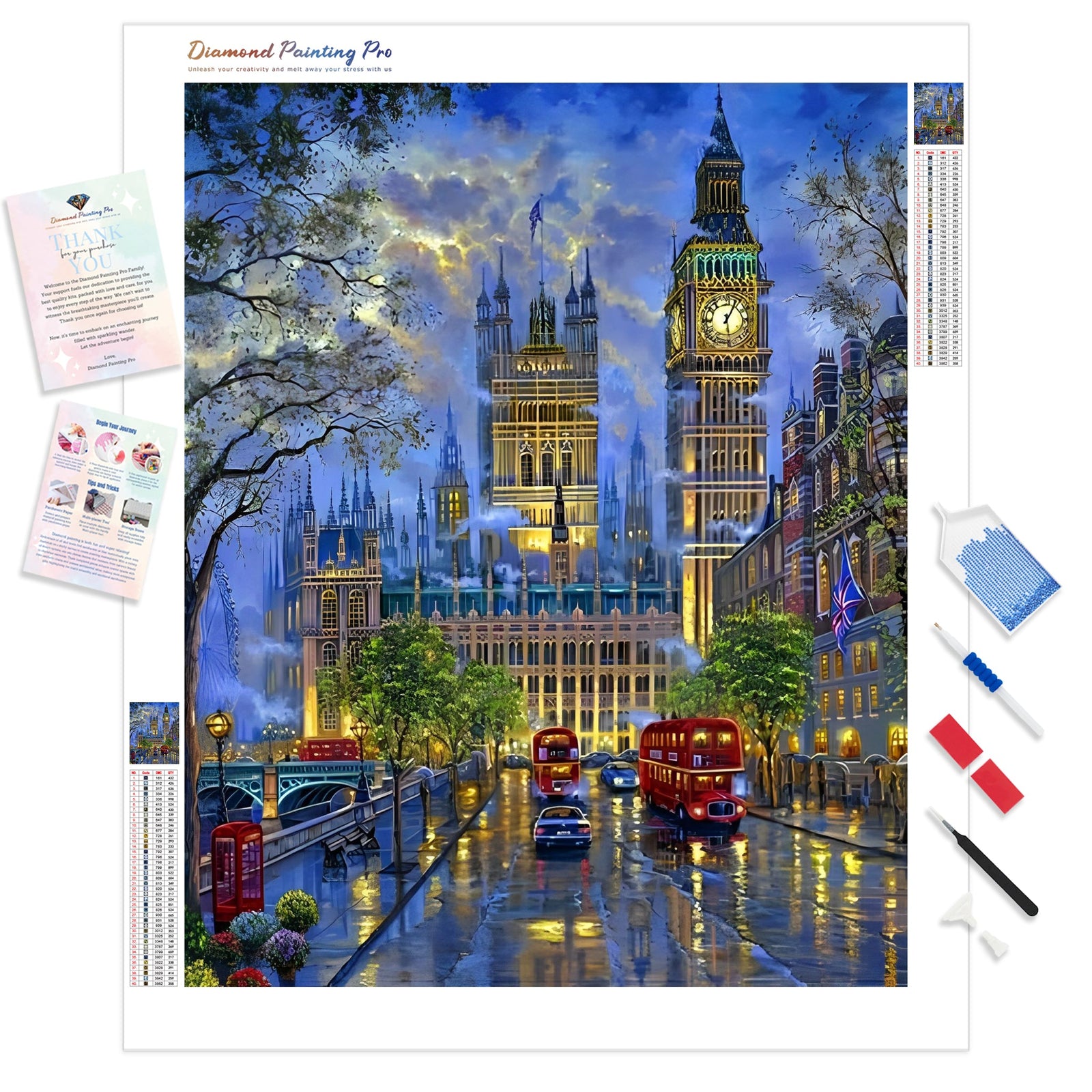 British London Night | Diamond Painting Kit - Full Drill - Square or Round Diamonds with AB Drills Option