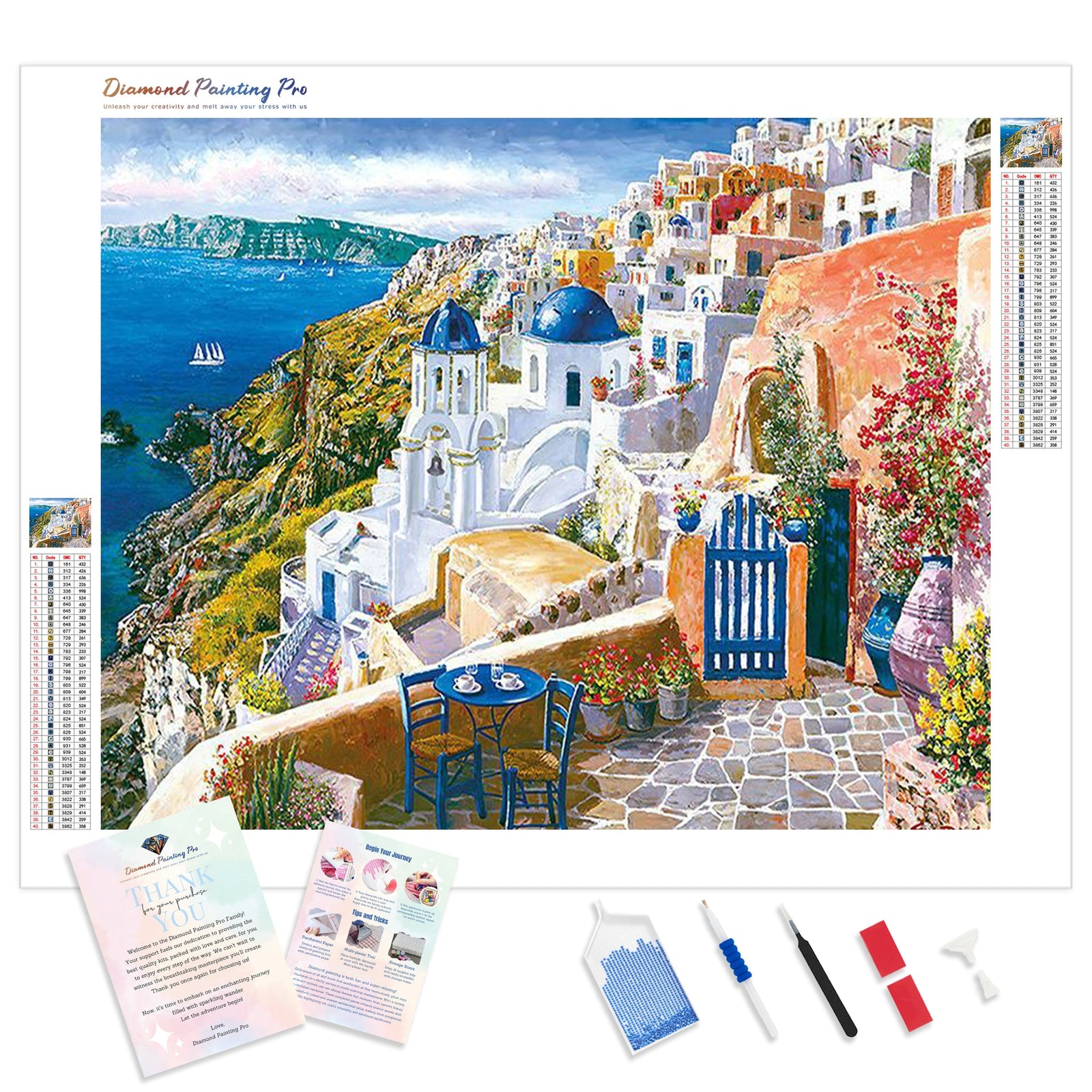 View from Santorin | Diamond Painting Kit - Full Drill - Square or Round Diamonds with AB Drills Option