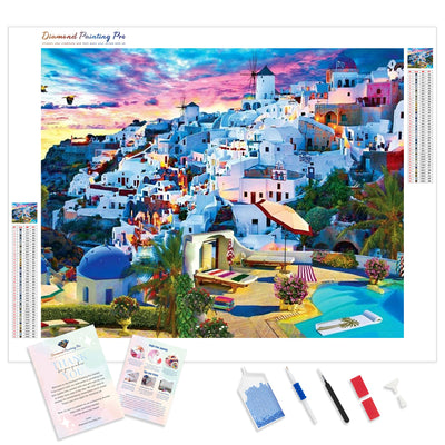 Santorini Sky | Diamond Painting Kit - Full Drill - Square or Round Diamonds with AB Drills Option