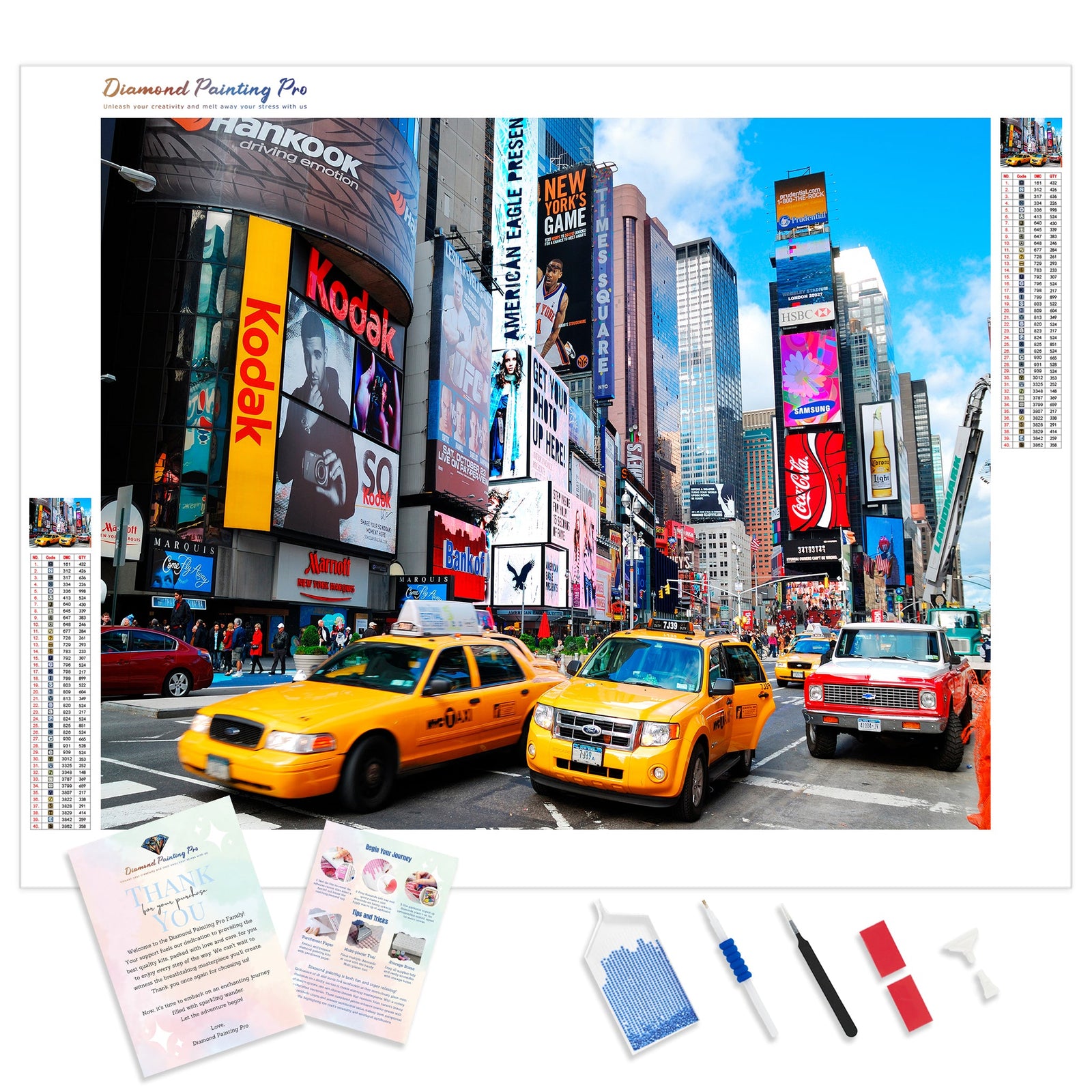 New York Taxi | Diamond Painting Kit - Full Drill - Square or Round Diamonds with AB Drills Option