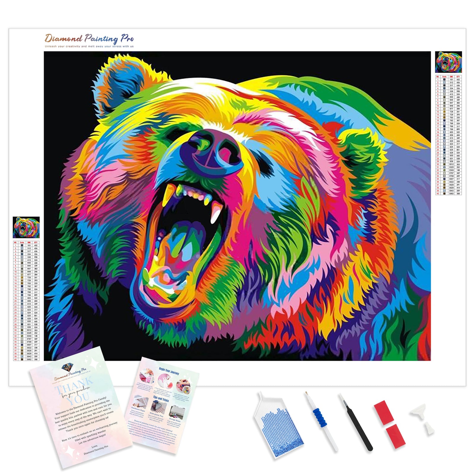 Neon Bear | Diamond Painting Kit - Full Drill - Square or Round Diamonds with AB Drills Option