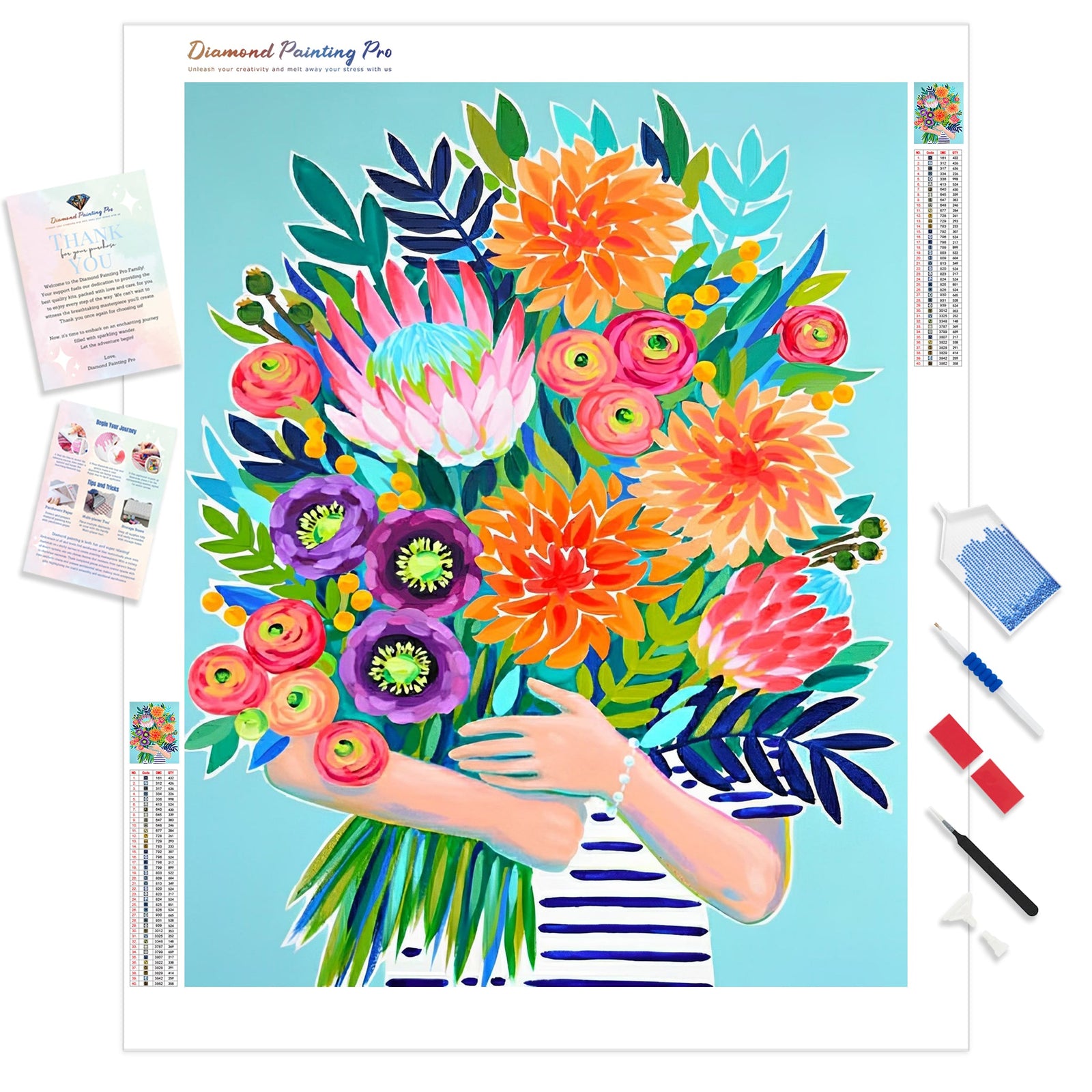 White Flowers | Diamond Painting Kit - Full Drill - Square or Round Diamonds with AB Drills Option