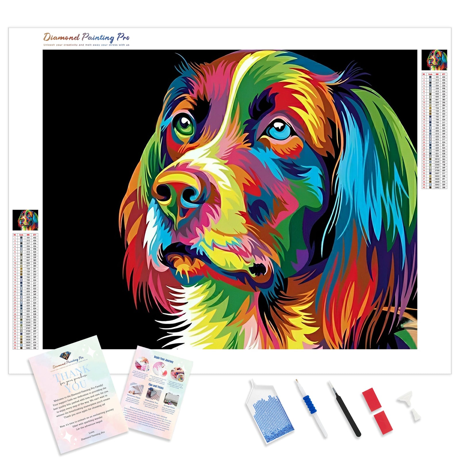 Abstract Dog | Diamond Painting Kit - Full Drill - Square or Round Diamonds with AB Drills Option