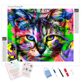 Psychedelic Cat | Diamond Painting Kit - Full Drill - Square or Round Diamonds with AB Drills Option