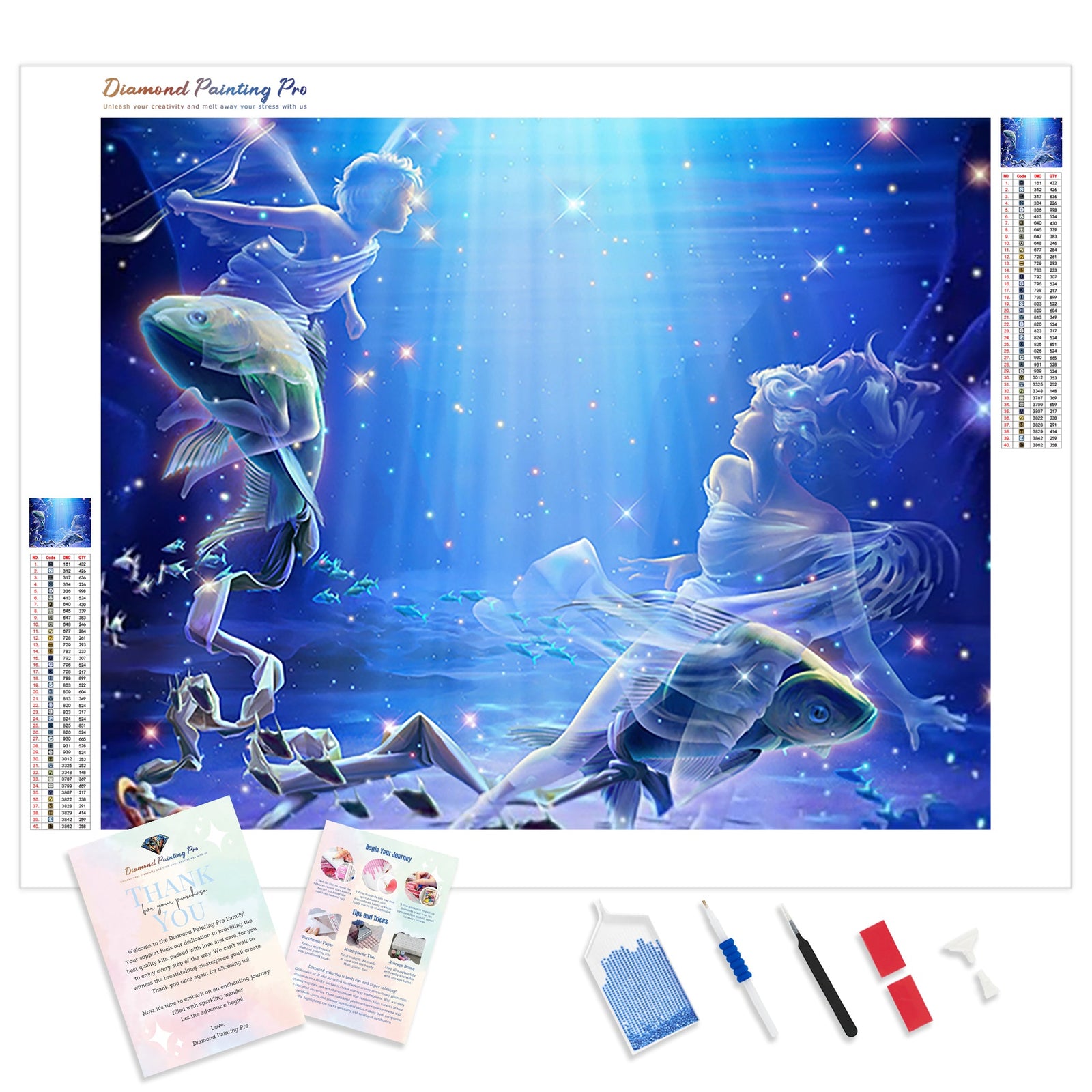 Pisces Star Sign | Diamond Painting Kit - Full Drill - Square or Round Diamonds with AB Drills Option