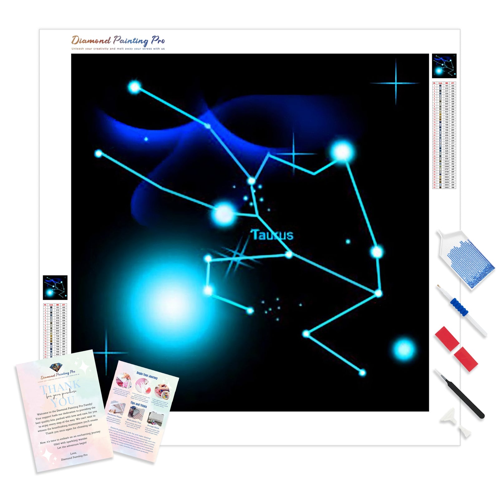 Taurus Star Sign | Diamond Painting Kit - Full Drill - Square or Round Diamonds with AB Drills Option