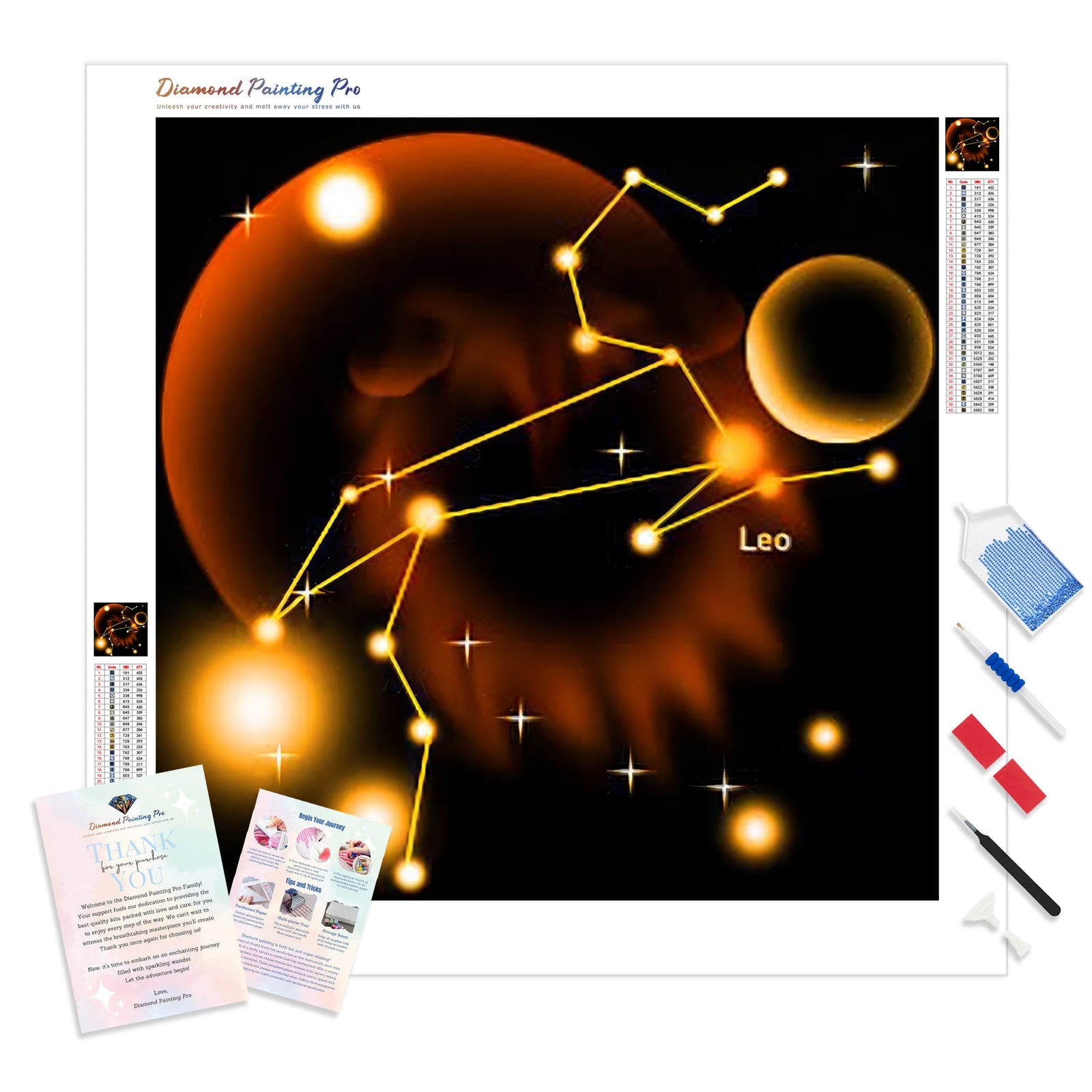 Leo Star Sign | Diamond Painting Kit - Full Drill - Square or Round Diamonds with AB Drills Option