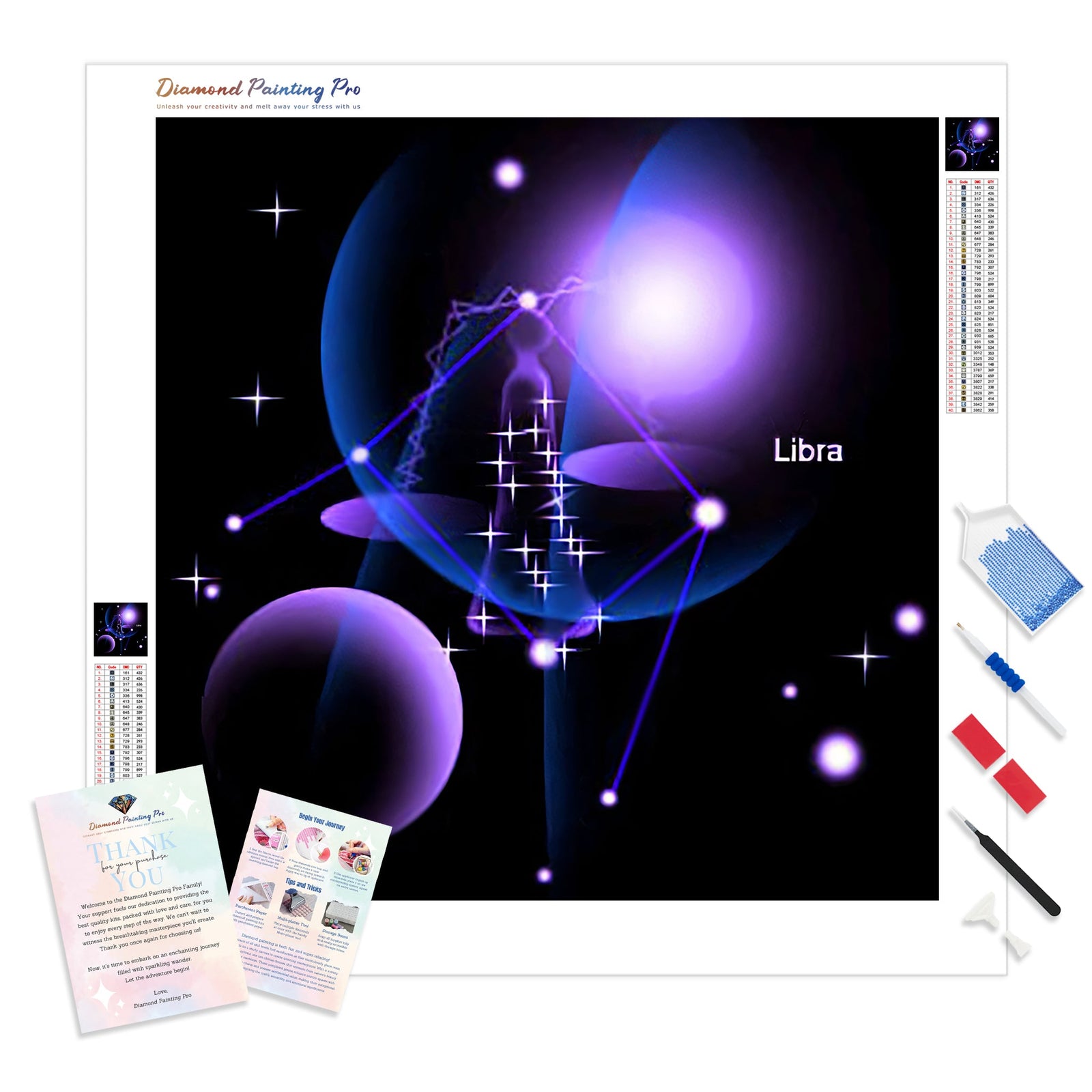 Libra Star Sign | Diamond Painting Kit - Full Drill - Square or Round Diamonds with AB Drills Option