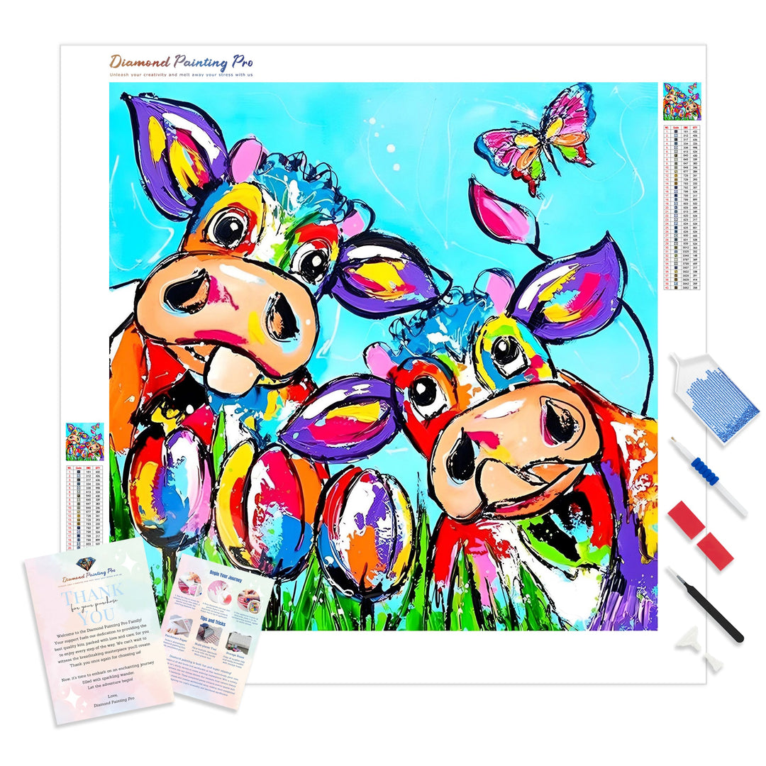 Colorful Cows | Diamond Painting Kit - Full Drill - Square or Round Diamonds with AB Drills Option