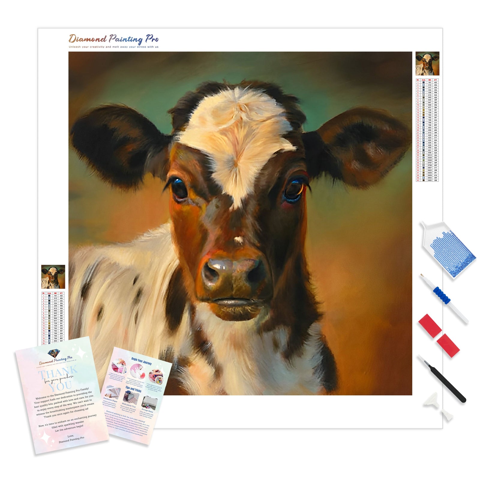 Cow Baby | Diamond Painting Kit - Full Drill - Square or Round Diamonds with AB Drills Option