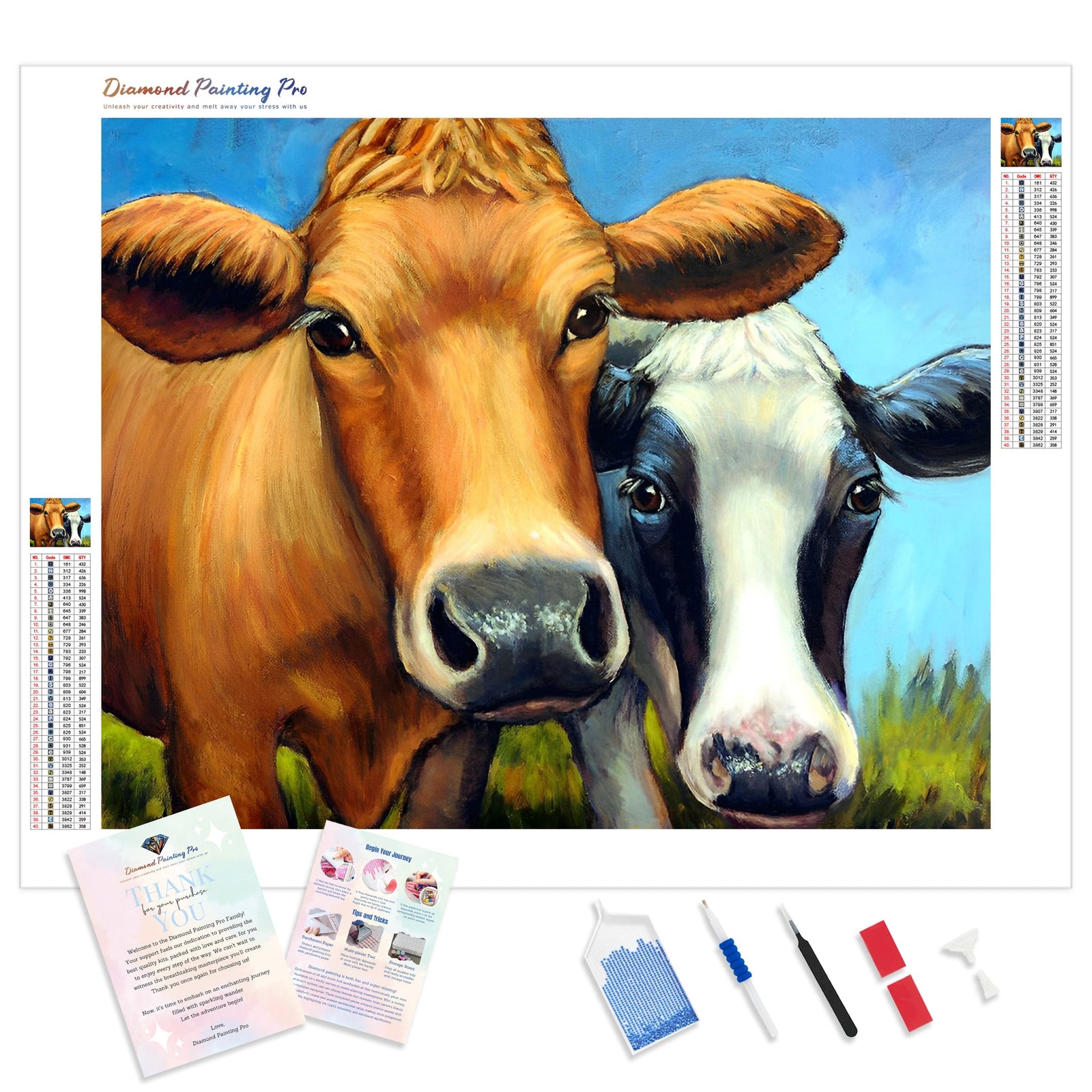 Cow Farm | Diamond Painting Kit - Full Drill - Square or Round Diamonds with AB Drills Option