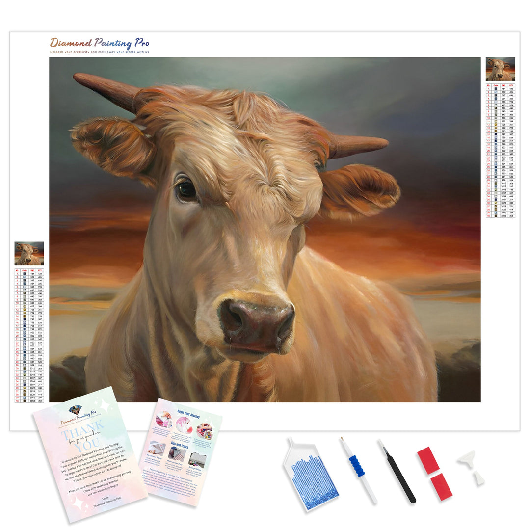 Brown Cow | Diamond Painting Kit - Full Drill - Square or Round Diamonds with AB Drills Option