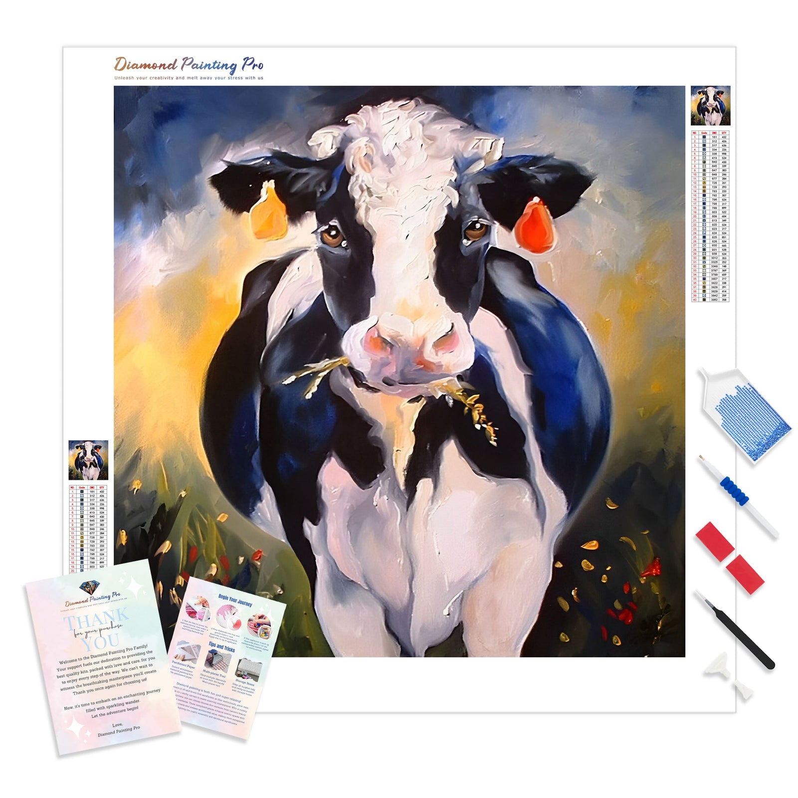 Happy Cow | Diamond Painting Kit - Full Drill - Square or Round Diamonds with AB Drills Option