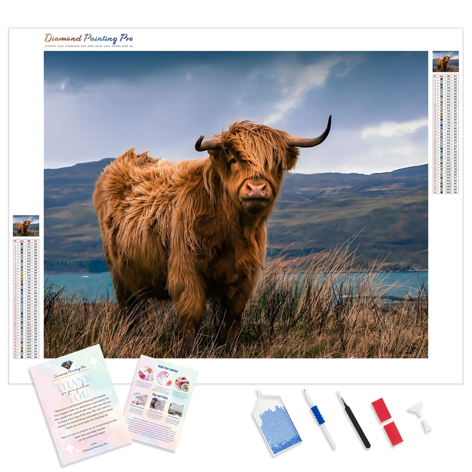 Highland Bull | Diamond Painting Kit - Full Drill - Square or Round Diamonds with AB Drills Option