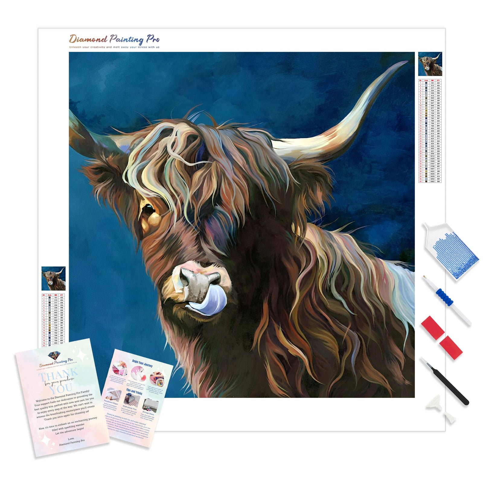 Rustic Highland Cattle | Diamond Painting Kit - Full Drill - Square or Round Diamonds with AB Drills Option