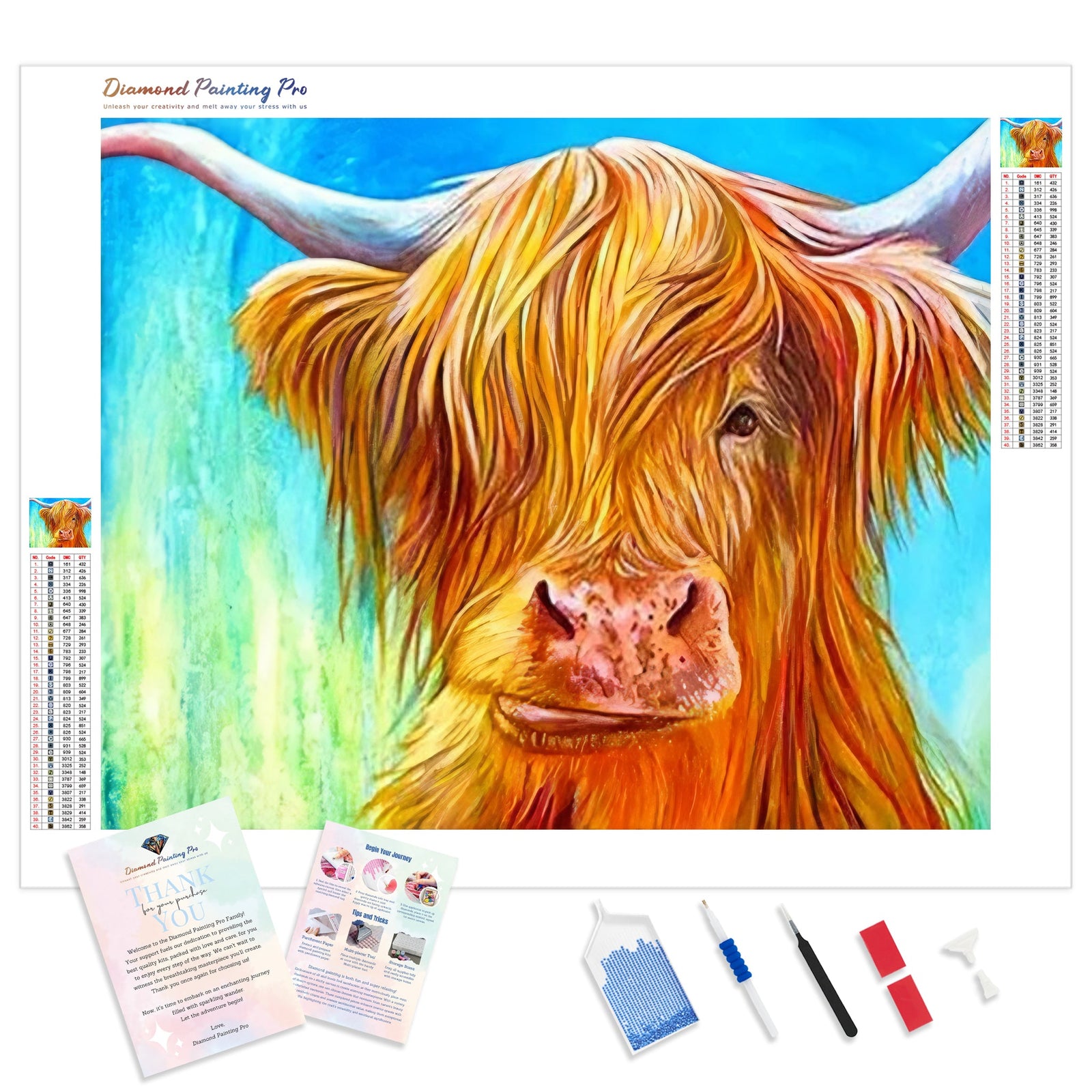 Rustic Highland Cow | Diamond Painting Kit - Full Drill - Square or Round Diamonds with AB Drills Option