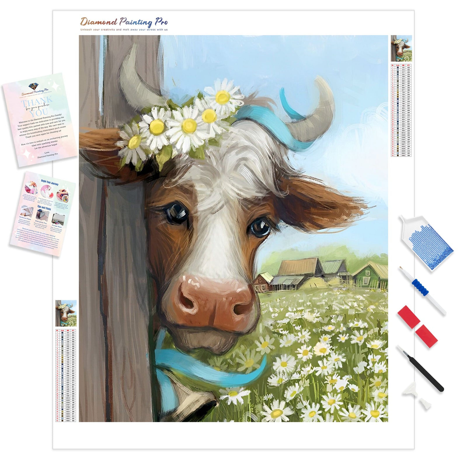 Daisy the Cow | Diamond Painting Kit - Full Drill - Square or Round Diamonds with AB Drills Option