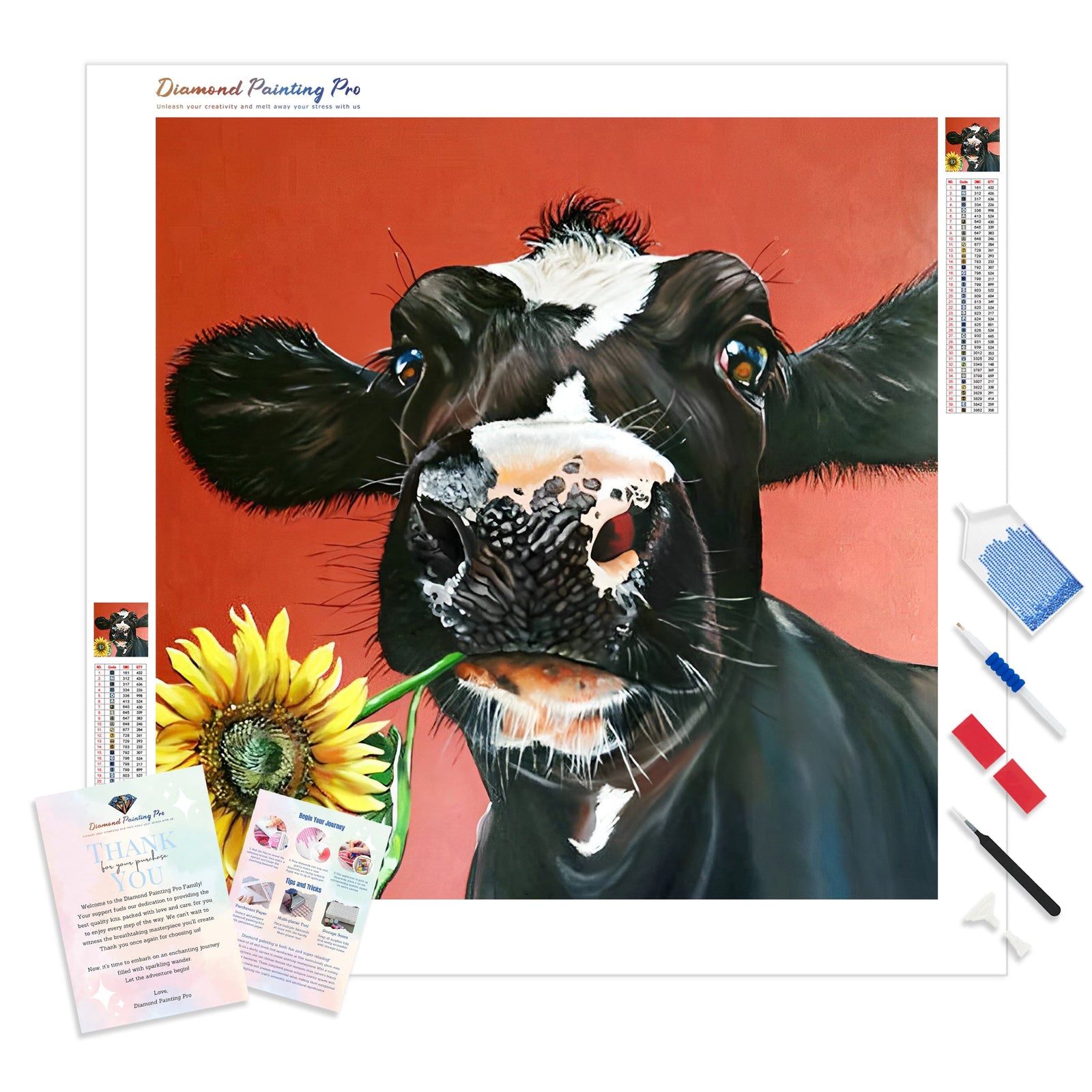 Sunflower Cow | Diamond Painting Kit - Full Drill - Square or Round Diamonds with AB Drills Option