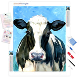 Watercolor Black and White Cow | Diamond Painting Kit - Full Drill - Square or Round Diamonds with AB Drills Option